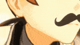 a close up of a man with a mustache on his face