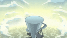 a cartoon drawing of a cone shaped object with a staircase going up it