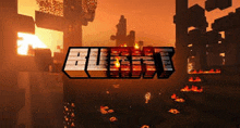 a screenshot of a minecraft game with a sunset in the background