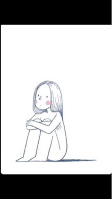 a drawing of a woman with a bubble coming out of her head ..