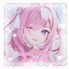 a picture of a girl with pink hair and the words elysia only de lis 23