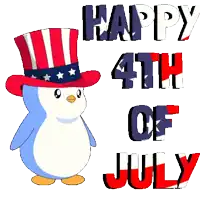 a penguin wearing an uncle sam hat with the words happy 4th of july below it