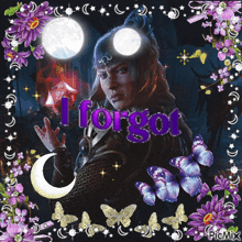 a picture of a woman with the words " i forgot " written on it