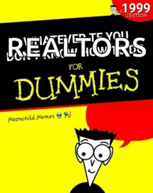 a poster for realtors for dummies with a cartoon character