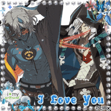 a picture of two anime characters with the words i love you