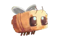 a cartoon drawing of a bee with wings and big eyes