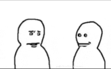 two cartoon characters are standing next to each other with their faces drawn on them .