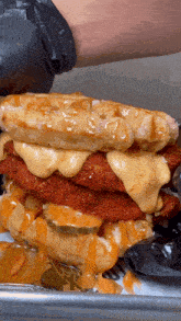 Chicken And Waffle Sandwich Chicken And Waffles GIF