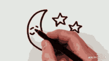 a hand is drawing a circle with a pen and the word animatica is on the bottom right