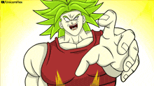a cartoon of a woman with green hair and a unicornflex logo on the bottom