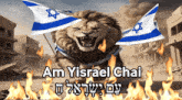 a picture of a lion with the words am yisrael chai written below it