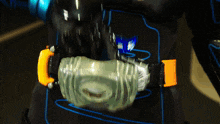 a person wearing a black shirt with a clear belt