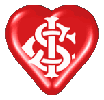 a red heart with a white letter s inside of it