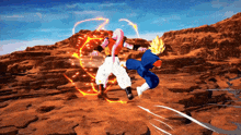 a video game shows a couple of characters fighting each other