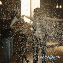 a poster for now you see me shows two people playing with snow