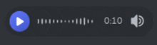 a blue circle with a play button and a sound bar that says 0:10