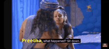 a screenshot of a video with the words preethaai what happened sit down at the top