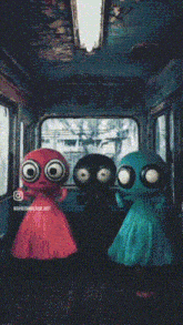 two cartoon characters are sitting in a dark room with a circle in the corner that says ' a ' on it