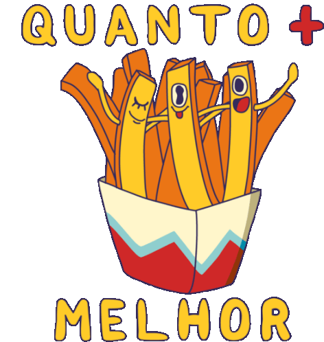French Fries Saying More The Merrier In Portuguese Sticker - Fullof Emotion Google Stickers