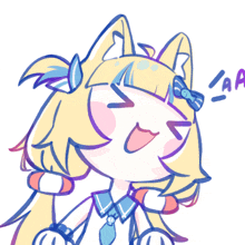 a drawing of a girl with a cat ear and a feather in her hair