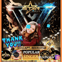a poster for co.capt. beerayle popular singer