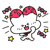 a cartoon drawing of a heart shaped donut with candy around it