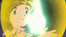 a cartoon character is holding a light in his hand .