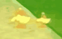 a blurred image of a person standing on a grassy field