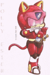 a drawing of a robot named polly e. s. r.