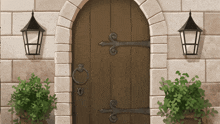 a drawing of a door with a ring on it