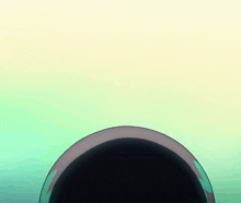 a green and yellow background with a black circle in the center