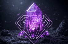 a purple gem with the word gem written inside of it