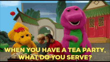 Barney The Dinosaur Tea Party GIF - Barney The Dinosaur Tea Party When You Have A Tea Party GIFs