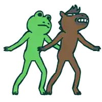 a frog and a horse are standing next to each other on a white background