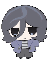 a cartoon drawing of a girl with black hair