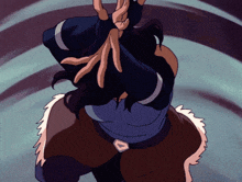 a cartoon character with a triangle buckle on her belt