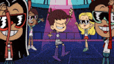 a group of cartoon characters wearing sunglasses with the numbers 3 on them