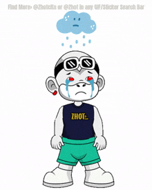 a cartoon character with a shirt that says " zhot " on it