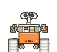 a cartoon drawing of a robot named wall e
