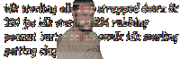 a blurry picture of a man with a beard is surrounded by text