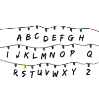 a drawing of a string of christmas lights with the letters abcdefgh ijklmnopq rstuvwxyz