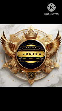 a gold emblem with the words family logics in the center