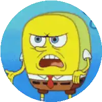 a spongebob squarepants cartoon character with an angry look on his face
