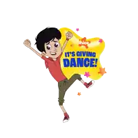 a cartoon of a boy with the words it 's giving dance