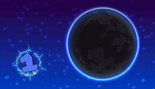a cartoon drawing of a number 1 surrounded by glowing stars