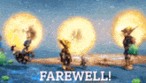 a video game scene with the words farewell written on the bottom .