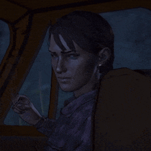 a cartoon of a woman sitting in a car