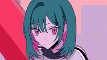 a pixel art drawing of a girl with green hair