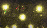 a painting of a man with glowing yellow lights around his head
