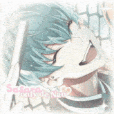 sasara only de nao is written on a picture of a boy with blue hair